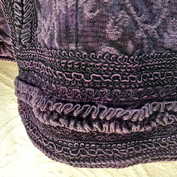 Coldwater Creek Royal Purple Jacquard Jacket W/Embroidery & Ruffles XL (T-385) - Picture 8 of 14